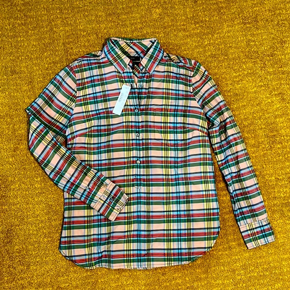 J. Crew NWT plaid popover collared shirt - Picture 6 of 12